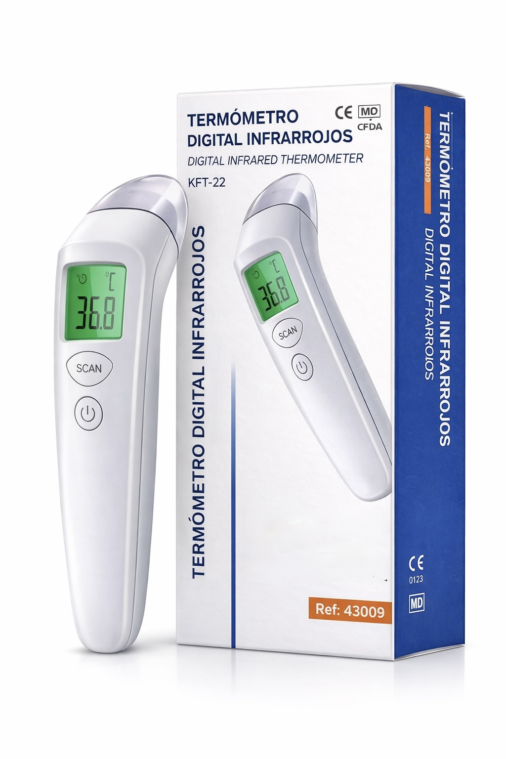 Termómetro KFT-22 con su envase, referencia 43009