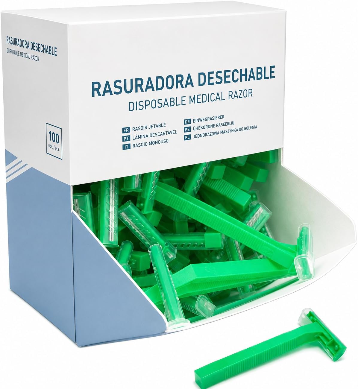 Caja de 100 rasuradoras desechables verdes